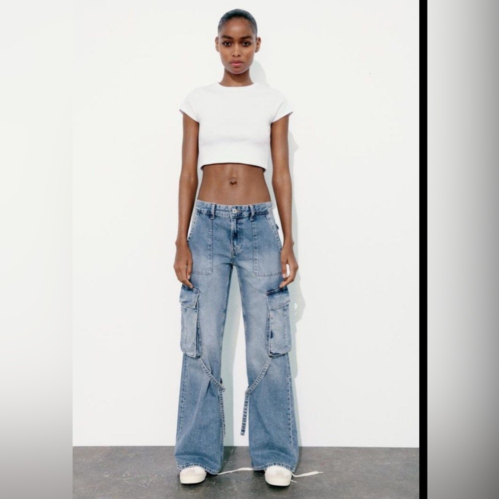 Zara Blue Wide Leg Jeans